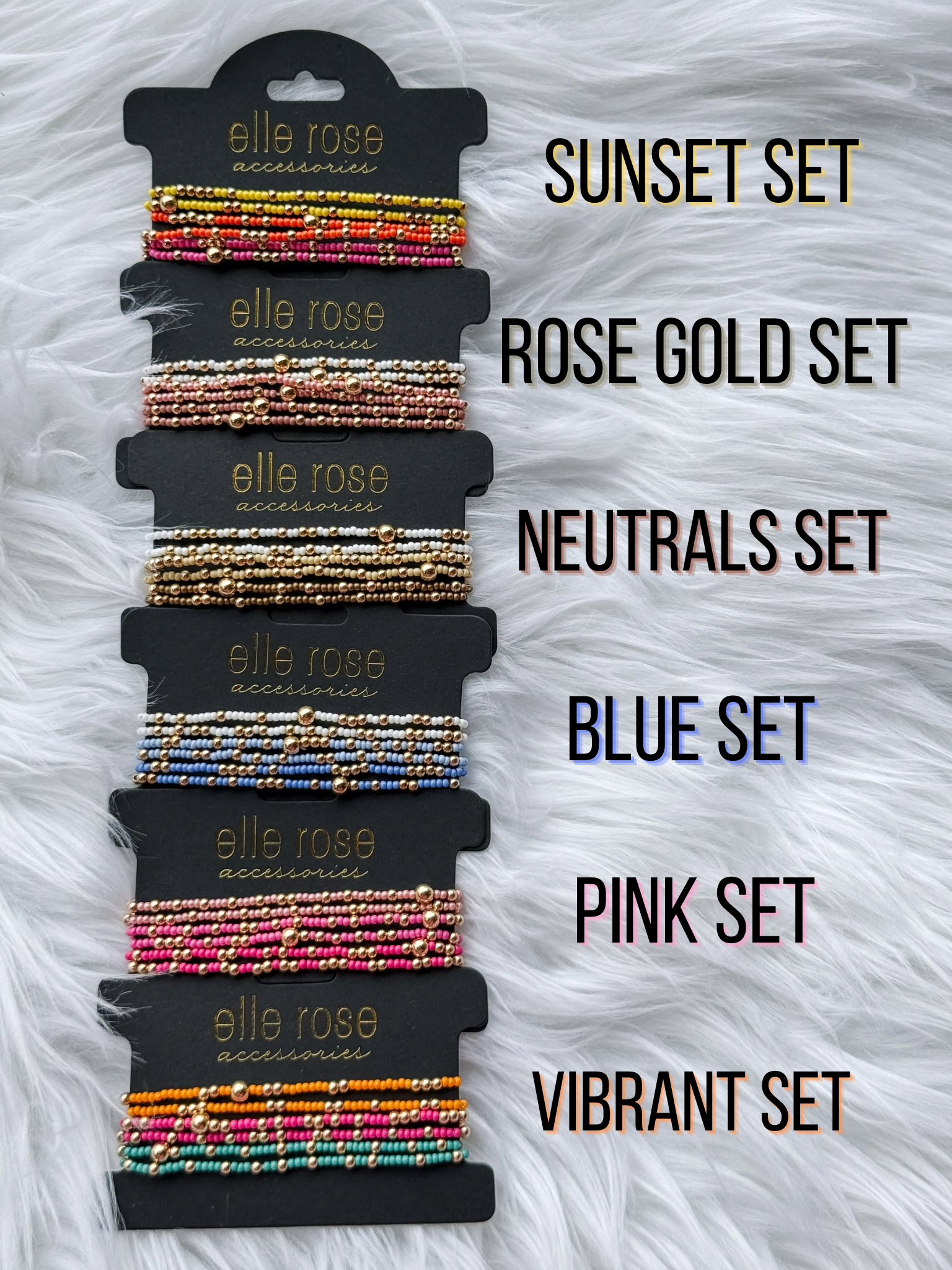 Beaded Bracelet Sets : Rose Gold Set