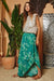 Green Soft Smocked Waistband Wide Leg Pants