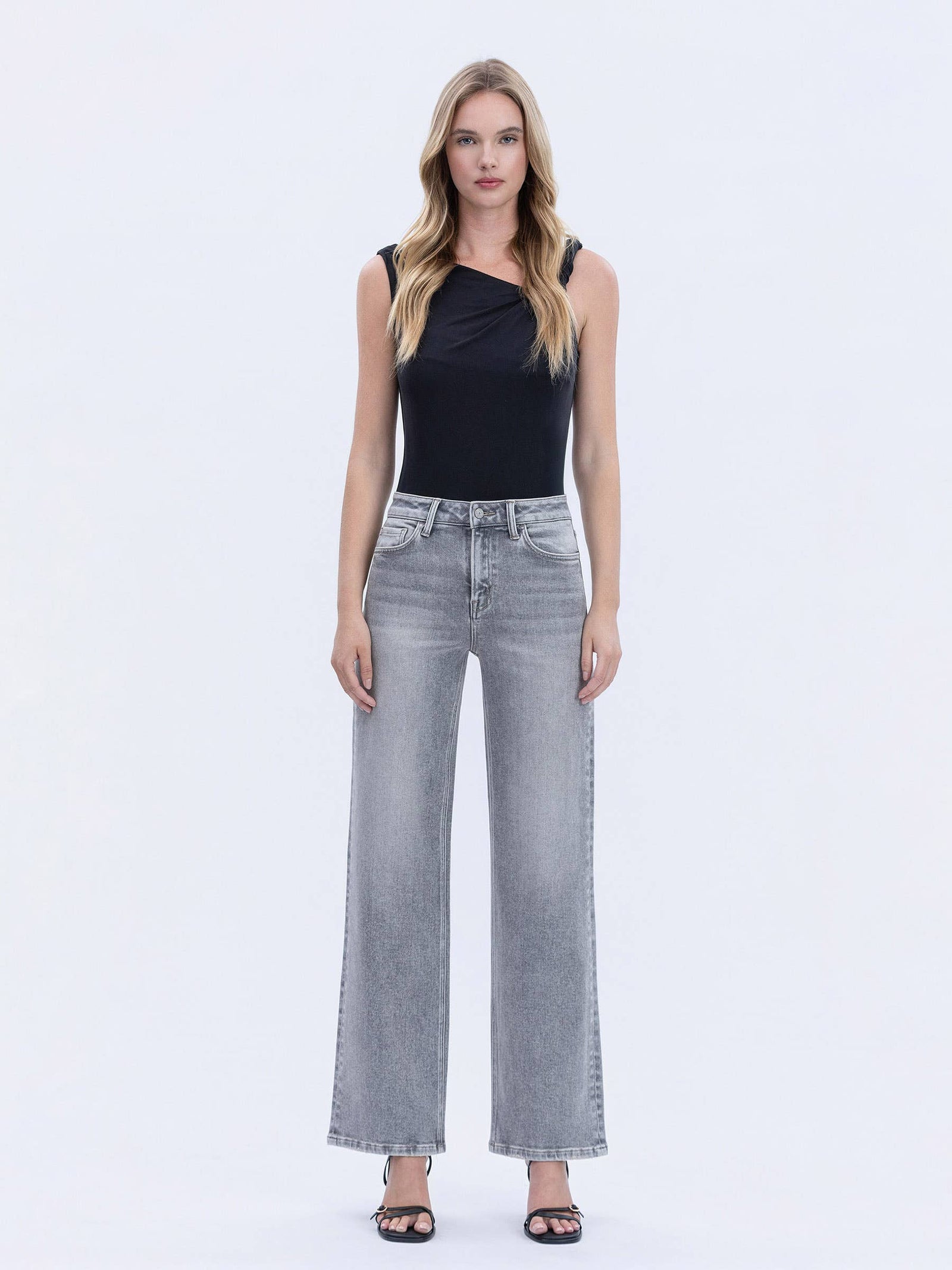 Olivia Grey Wide Leg Jeans