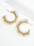Hoop Earrings With Glass & Square Metallic Beads: Black