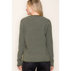 Dark Olive Pinstriped Sweater