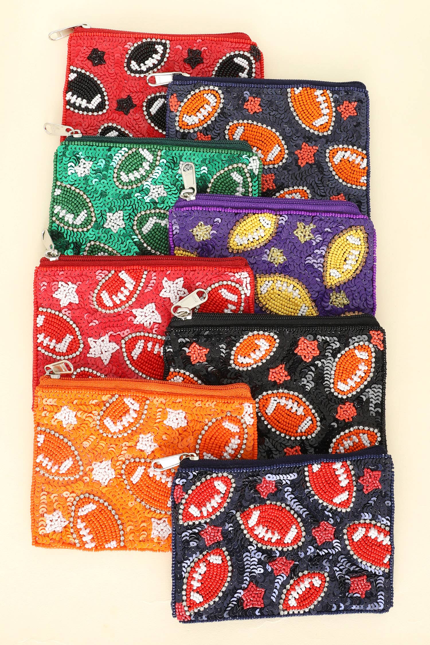 Football Bead Sequin Embroidered Coin Bag