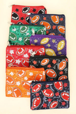 Football Bead Sequin Embroidered Coin Bag