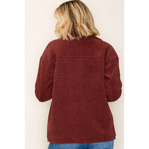Burgundy Fur Lined Corduroy Jacket