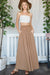Camel Smocked Waist Band Wide Leg Maxi Pants