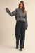 Charcoal Scallop Hem Embroidered Sweater