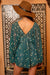Green Floral Print Lurex Chiffon Blouse Top