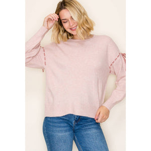 Blush Bow Tie Sleeve Sweater