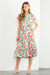 Short Sleeve Flower Print Tiered Midi Dress