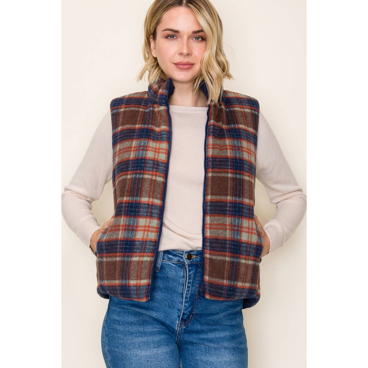 Corduroy & Plaid Reversible Vest