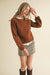 Mocha Floral Knit Puff Sleeve Sweater