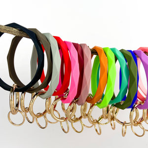 Diamond Shape Silicone Bracelet Keychain: Coral Red