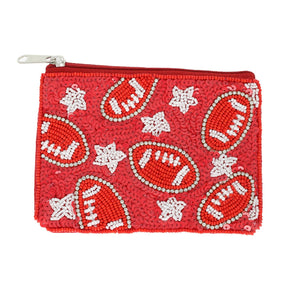 Football Bead Sequin Embroidered Coin Bag