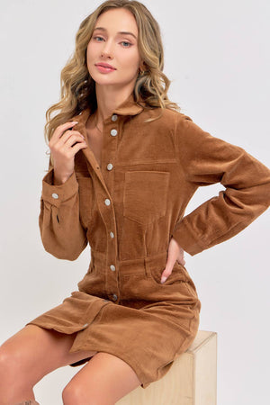 Camel Corduroy Dress