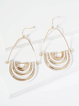 Hammered Metal Geometric Teardrop Dangle Earrings: Navy