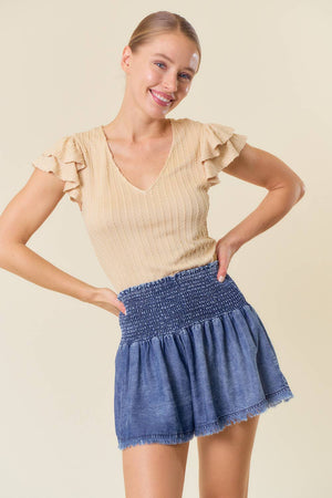 Tencel Denim Wide Leg Short