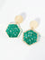 Faceted Glass Beads Hexagon Drop Dangle Earrings: Wine