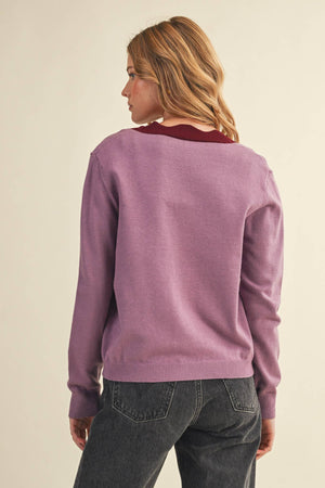 Burgundy Scalloped Cardigan