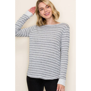 Textured Grey Stripe Top
