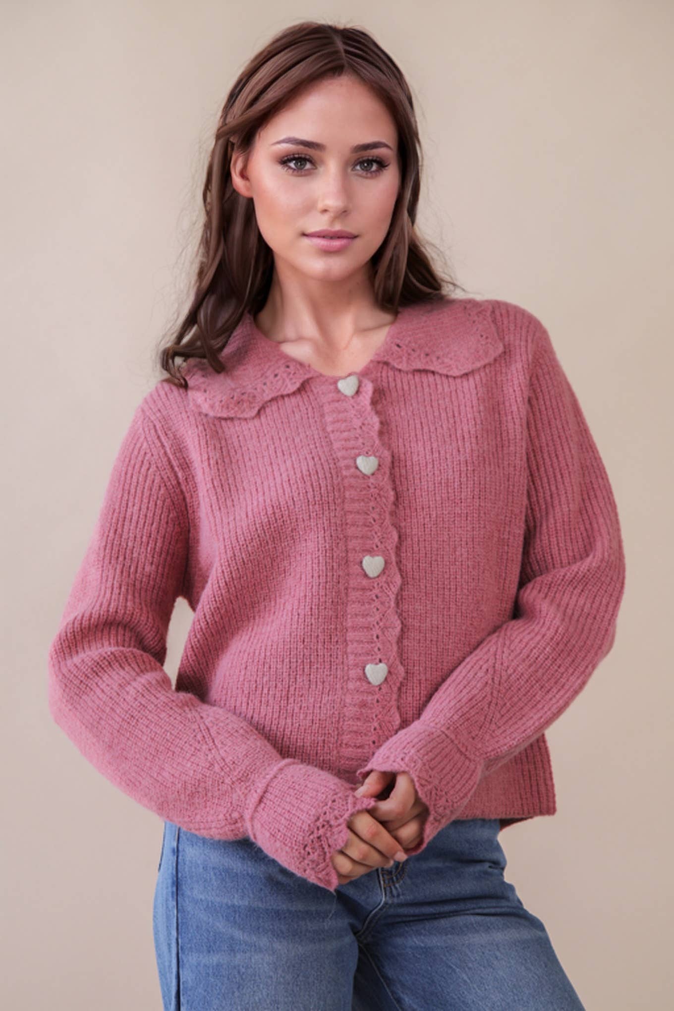 Mauve Heart Cardigan