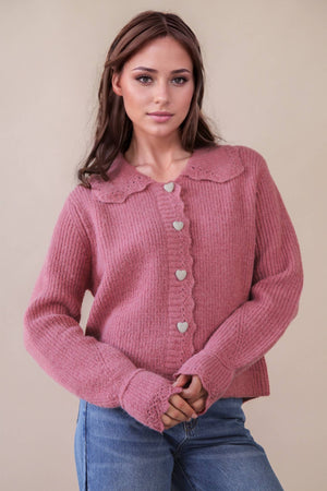 Mauve Heart Cardigan