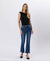High Rise Crop Raw Hem Bootcut Jeans