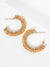 Hoop Earrings With Glass & Square Metallic Beads: Natural