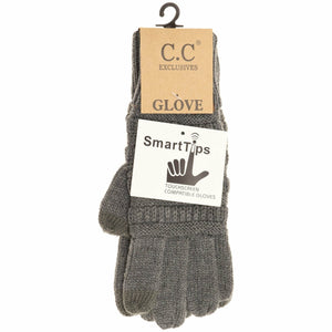 *FINAL SALE* Light Grey Knit CC Gloves