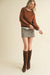 Mocha Floral Knit Puff Sleeve Sweater