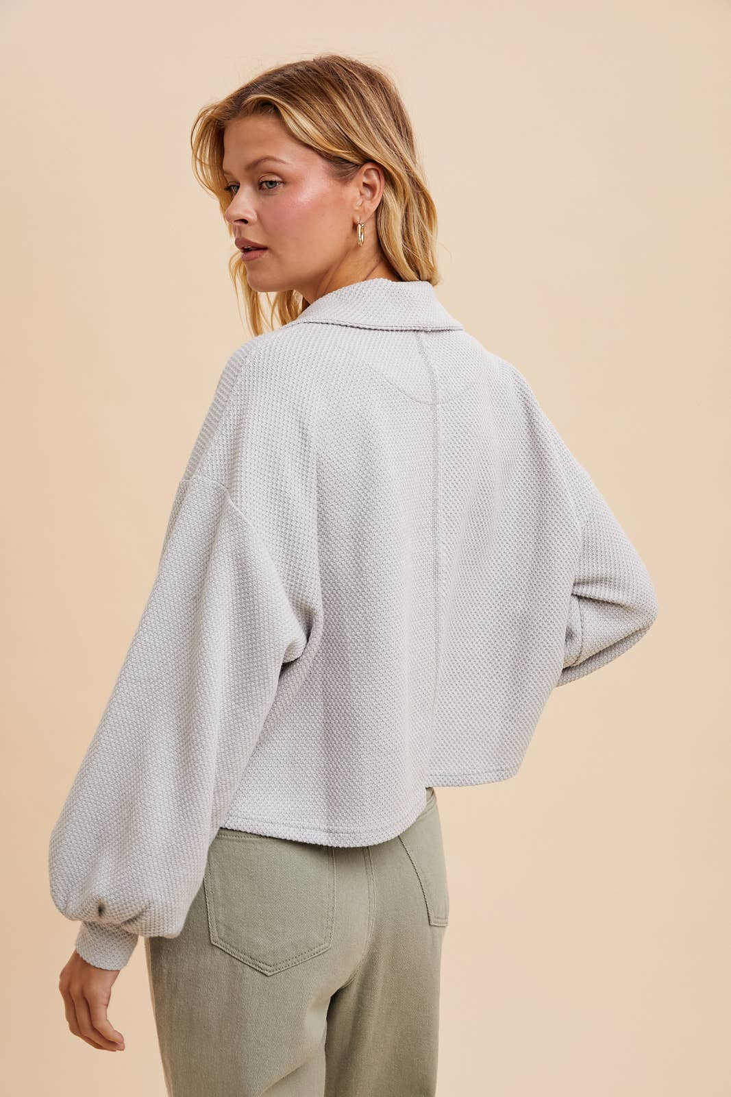 Silver Cotton Thermal Pullover