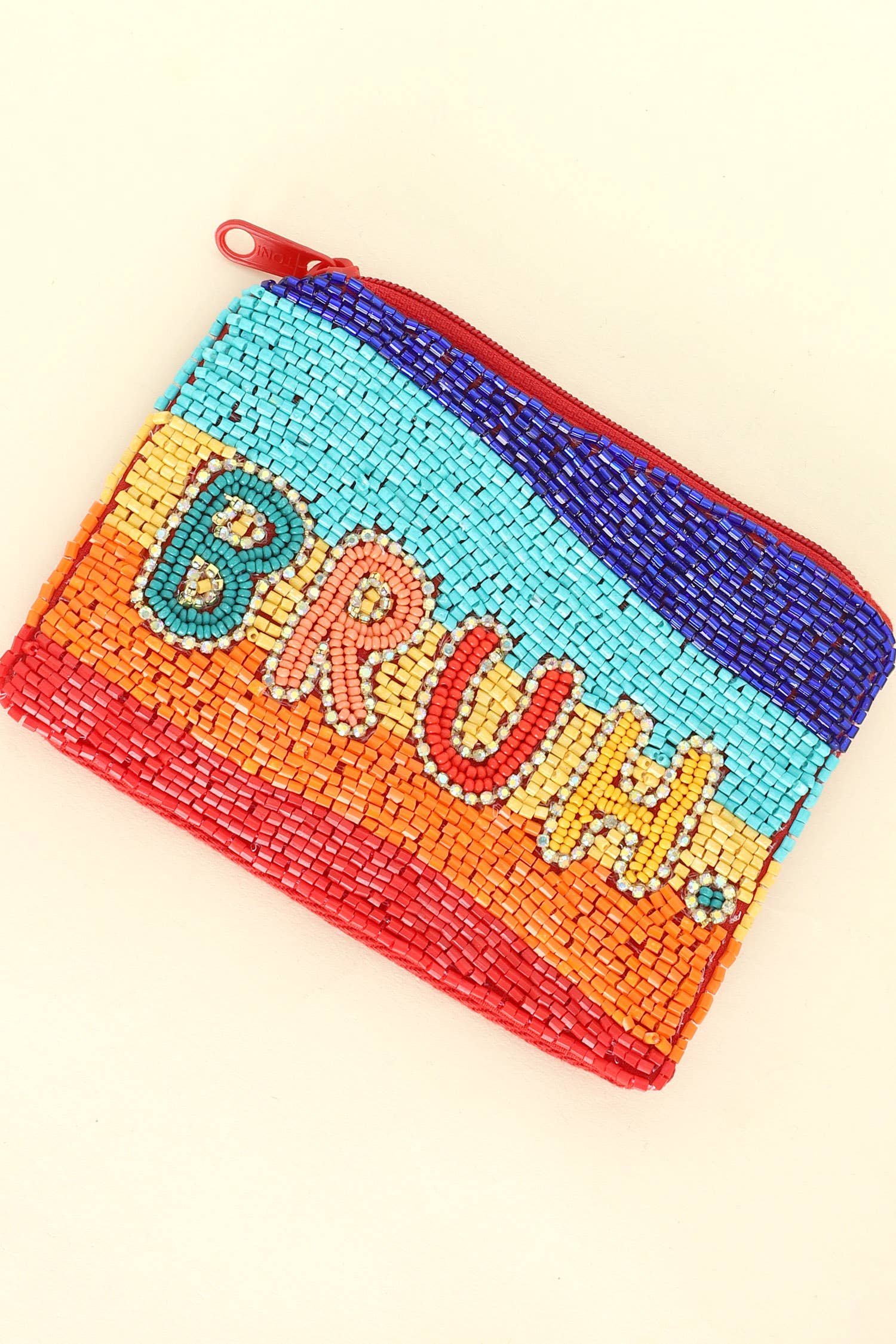 Bruh Seed Beaded Zipper Coin Bag