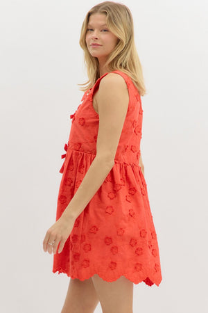 Floral Applique Dress with Bows