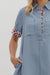 Chambray Leopard Accent Collared Dress