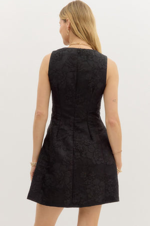 Black Jacquard Mini Dress