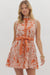 Rust Embroidered Lace Trim Dress