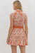 Rust Embroidered Lace Trim Dress