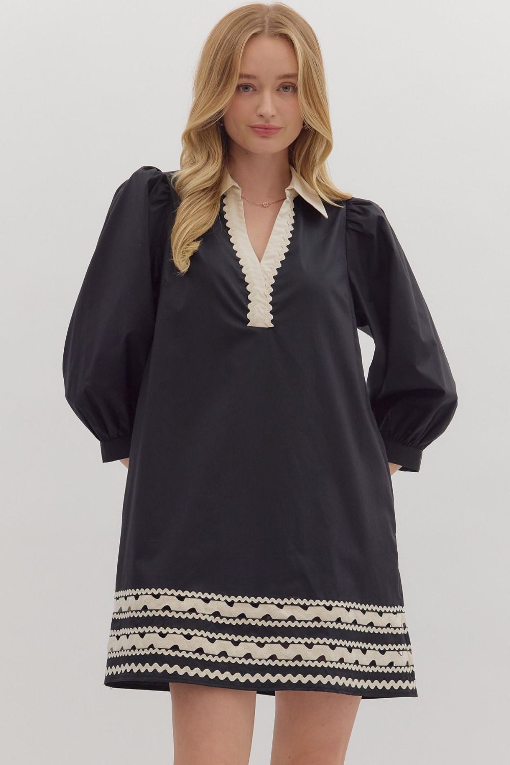 Contrast Black Dress