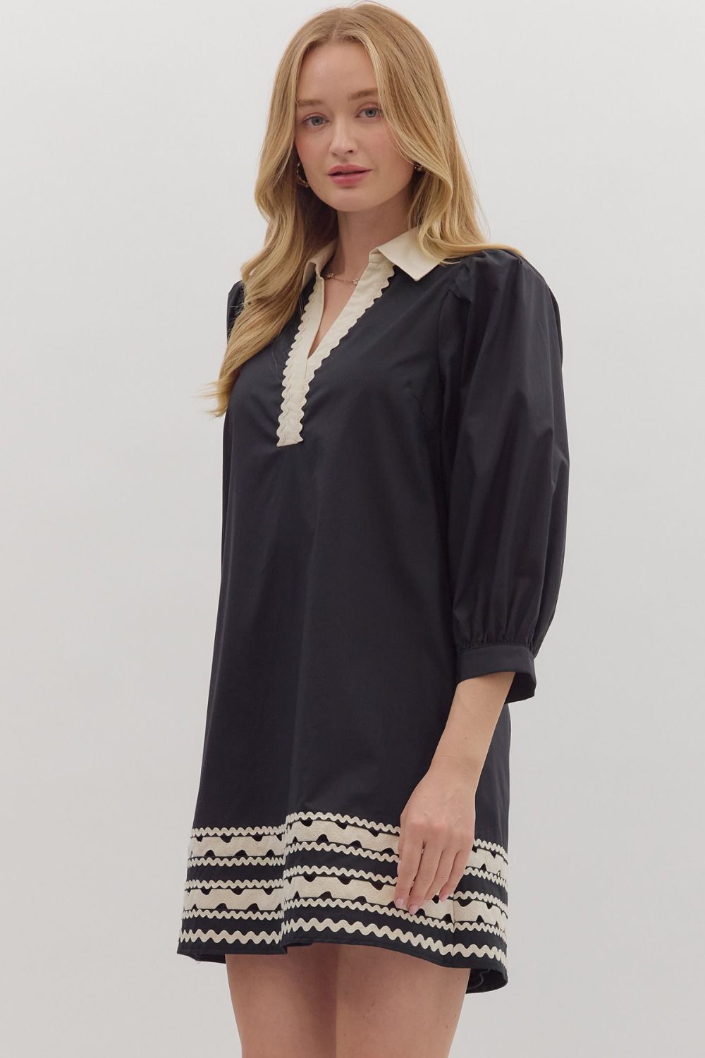 Contrast Black Dress