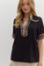 Leopard Accent Short Sleeve Blouse