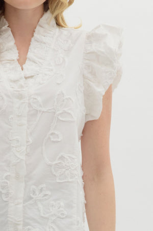 Off White Floral Applique Blouse