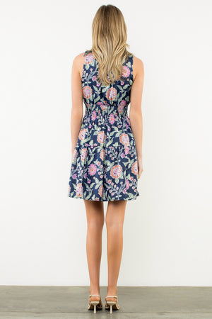 Tassel Tie Sleeveless Floral Dress