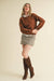Mocha Floral Knit Puff Sleeve Sweater