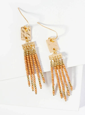 Boho Chic Seed Bead Fringe Earrings: Wine