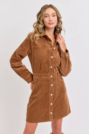 Camel Corduroy Dress