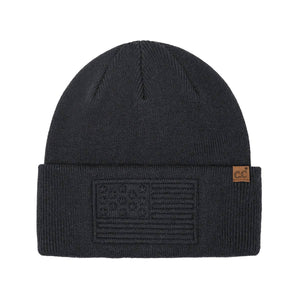 *FINAL SALE* Red Embossed 3D American Flag Beanie