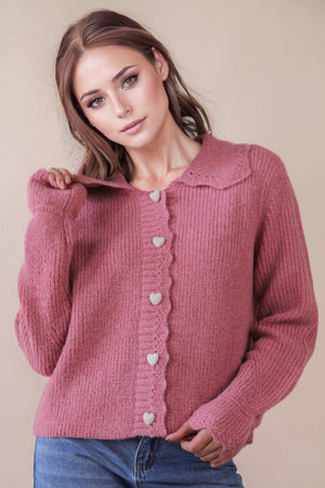 Mauve Heart Cardigan