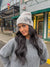 *FINAL SALE* Grey Rhinestone Bow Cuff Beanie
