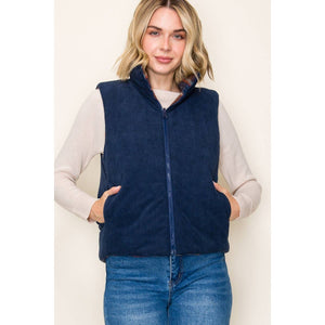 Corduroy & Plaid Reversible Vest