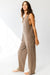 Mocha Tank Textured Knit Jumpsuit With Pockets