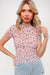 Frill Hem Floral Short Sleeve Mesh TOp